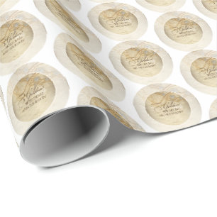 Papier Cadeau 50e anniversaire du Mariage Perles et dentelle