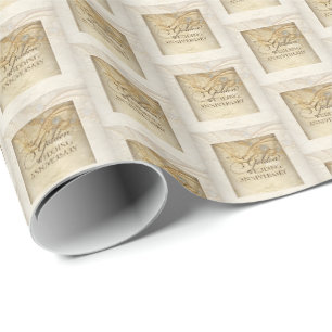 Papier Cadeau 50e anniversaire du Mariage Perles et dentelle