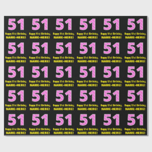 Papier Cadeau 51e anniversaire : Pink Stripes and Hearts "51" +