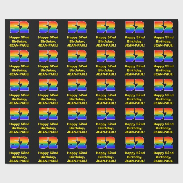 Papier Cadeau 52e anniversaire : Amusant, coloré arc-en-ciel ins (Couture)