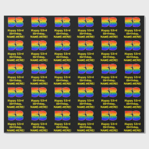 Papier Cadeau 53e anniversaire : Amusant, coloré arc-en-ciel ins