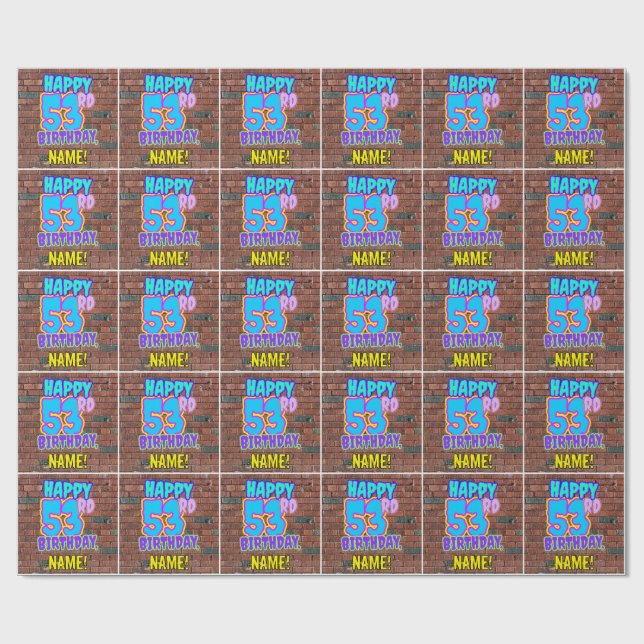Papier Cadeau 53e anniversaire : Amusant, Graffiti urbain inspir (Plat)