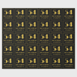 Papier Cadeau 54e anniversaire ~ Art Déco Inspiré Look "54", Nom