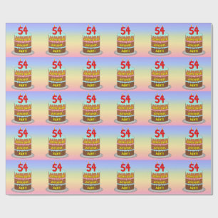 Papier Cadeau 54e anniversaire : Fun Cake and Candles + Nom pers