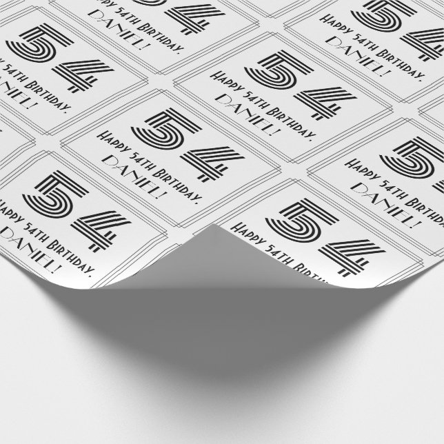Papier Cadeau 54ème anniversaire : Art Déco Style inspiré "54" + (Coin)