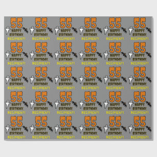 Papier Cadeau 55e anniversaire : Thème d'Halloween Éffrayant, No