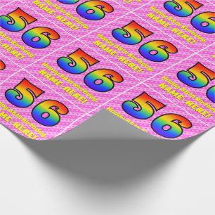 Papier Cadeau 56e anniversaire : Pink Stripes & Hearts, Rainbow 
