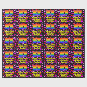 Papier Cadeau 57e anniversaire : Amour Hearts Motif, Arc-en-ciel