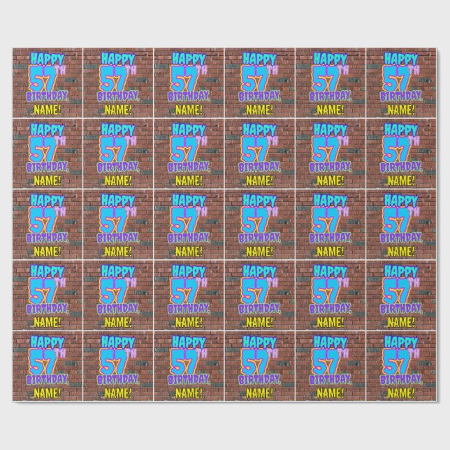 Papier Cadeau 57e anniversaire : Amusant, Graffiti urbain inspir (Plat)