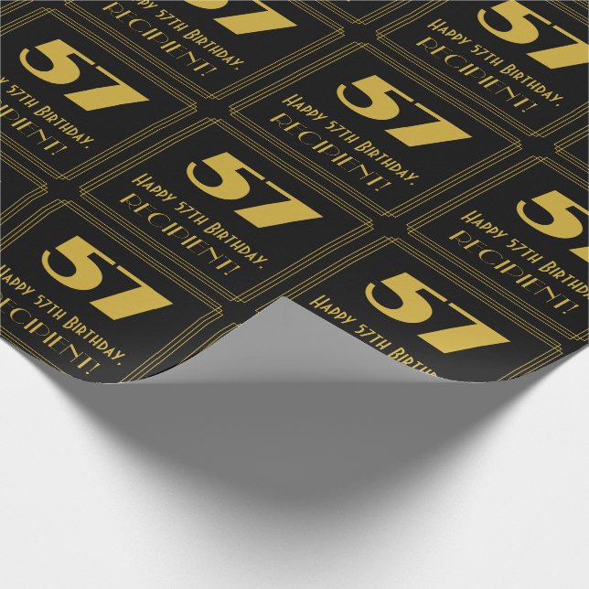 Papier Cadeau 57e anniversaire - Art Déco Inspiré Look "57" & No (Coin)