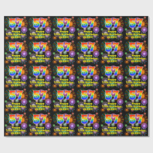 Papier Cadeau 57e anniversaire : Fun Fireworks, Rainbow Look # "