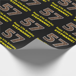 Papier Cadeau 57e anniversaire : Nom et Faux Motif de grains de 