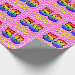 Papier Cadeau 58e anniversaire : Pink Stripes & Hearts, Arc en c