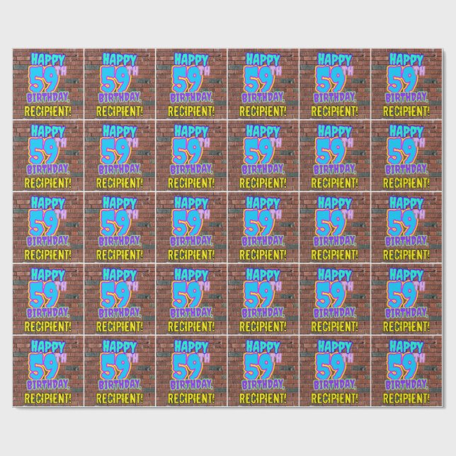 Papier Cadeau 59e anniversaire : Amusant, Graffiti urbain inspir (Plat)