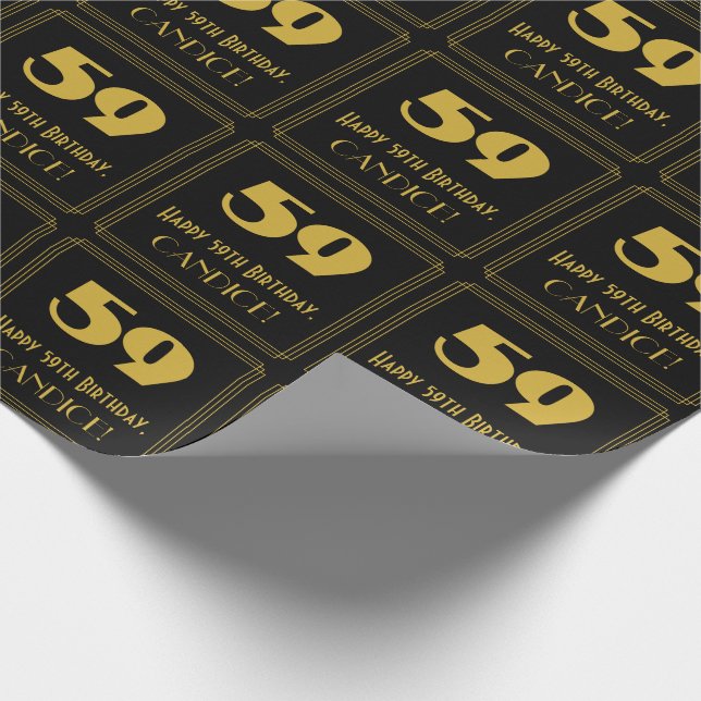 Papier Cadeau 59e anniversaire - Art Déco Inspiré Look "59" & No (Coin)