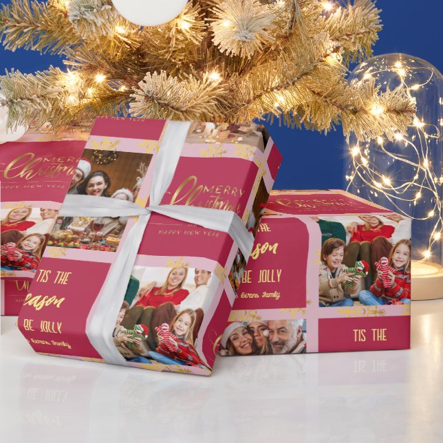 Papier Cadeau 5 votre photo Joyeux Noël. (Vacances)