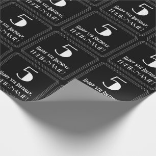 Papier Cadeau 5e anniversaire - Art Déco Inspiré Look "5", Nom