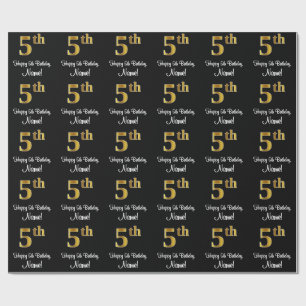 Papier Cadeau 5e anniversaire : Elégant luxe Faux Gold Look #
