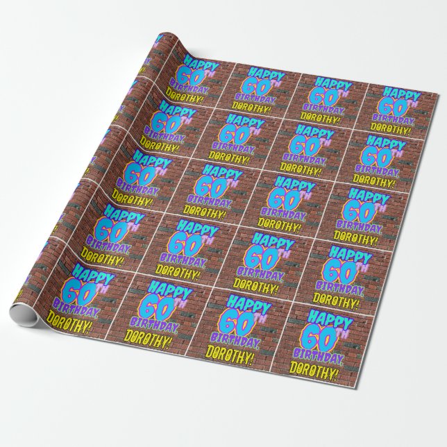 Papier Cadeau 60e anniversaire : Amusant, Graffiti urbain inspir (Déroulé)