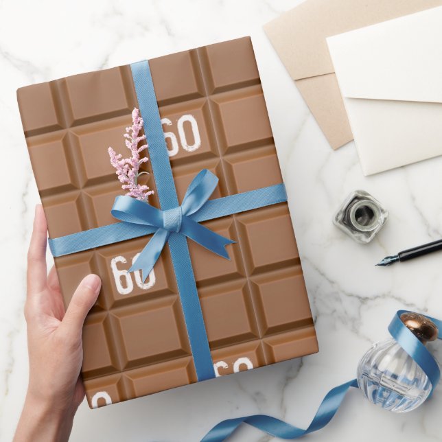 Papier Cadeau 60e anniversaire Chocolat Barre à sucreries Papier (Cadeaux)
