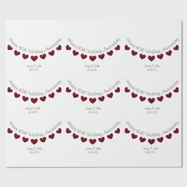 Papier Cadeau 60e anniversaire du Mariage Diamond (Plat)