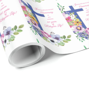 Papier Cadeau 60e Anniversaire, Nun, Religious Life Cross
