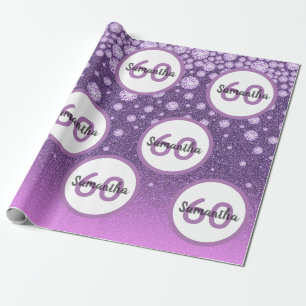 Papier Cadeau 60e anniversaire violet rose parties scintillant n