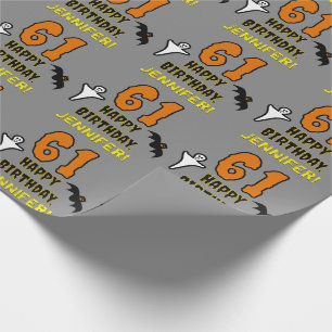 Papier Cadeau 61e anniversaire : Thème d'Halloween Éffrayant, No