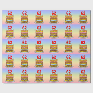 Papier Cadeau 62e anniversaire : Fun Cake and Candles + Nom pers