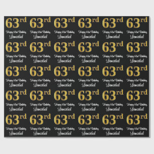 Papier Cadeau 63e anniversaire : Elégant luxe Faux Gold Look #