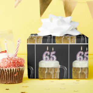 Papier Cadeau 65e Anniversaire Beer Mug Avec Bougies