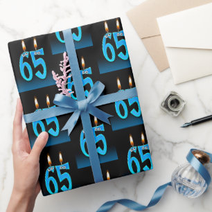 Papier Cadeau 65e anniversaire bougies avec boules d'yeux
