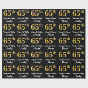 Papier Cadeau 65e anniversaire : Elégant luxe Faux Gold Look #