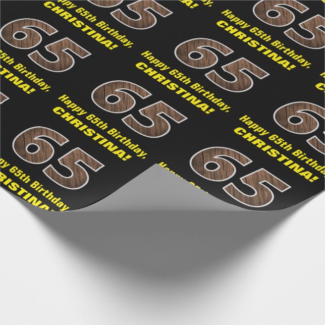 Papier Cadeau 65e anniversaire : Nom et Faux Motif de grains de  (Coin)
