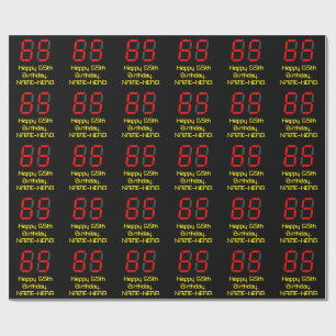 Papier Cadeau 65ème anniversaire : Rouge Digital Horloge Style "