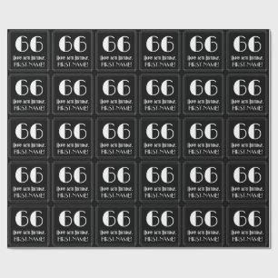 Papier Cadeau 66e anniversaire - Art Déco Inspiré Look "66", Nom