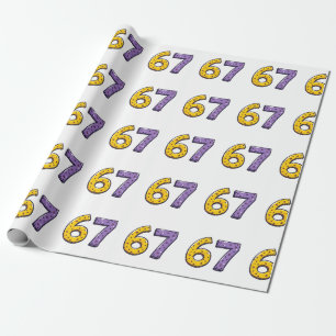 Papier Cadeau 67 Aucune Signification Jaune et Violet