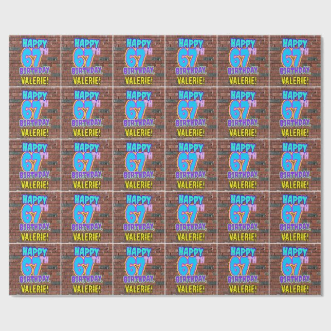 Papier Cadeau 67e anniversaire : Amusant, Graffiti urbain inspir (Plat)