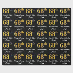 Papier Cadeau 68e anniversaire : Elégant luxe Faux Gold Look #