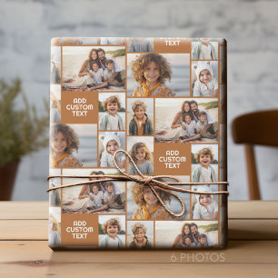 Papier Cadeau 6 collage photo - couleur solide - texte blanc