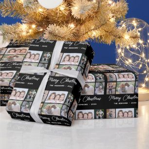 Papier Cadeau 6 Photo Collage Joyeux Noël Famille Noir