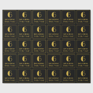 Papier Cadeau 6e anniversaire ~ Art Déco Inspiré Look "6", Nom