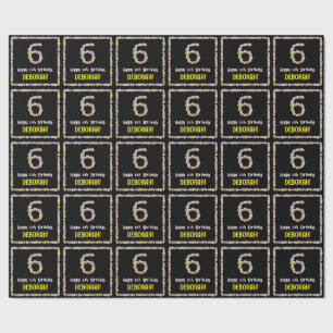 Papier Cadeau 6e anniversaire : Floral Flowers Numéro, Nom perso