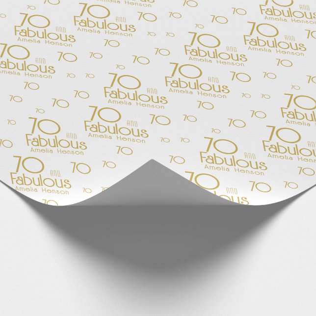 Papier Cadeau 70 et Fabulous Moderne 70e anniversaire (Coin)