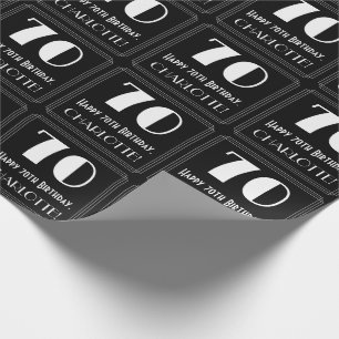 Papier Cadeau 70e anniversaire - Art Déco Inspiré Look "70", Nom