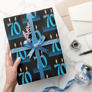 Papier Cadeau 70e anniversaire bougies avec boules d'yeux