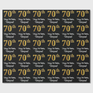 Papier Cadeau 70e anniversaire : Elégant luxe Faux Gold Look #