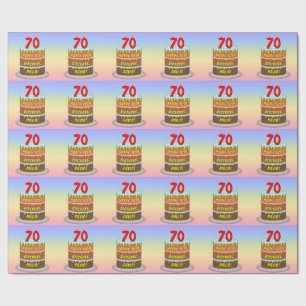 Papier Cadeau 70e anniversaire : Fun Cake and Candles + Nom pers