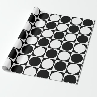 Papier Cadeau 70s Checks and Circles Black and White