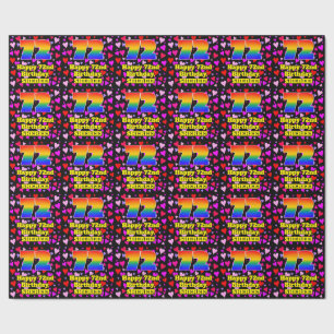 Papier Cadeau 72e anniversaire : Amour Hearts Motif, Arc-en-ciel